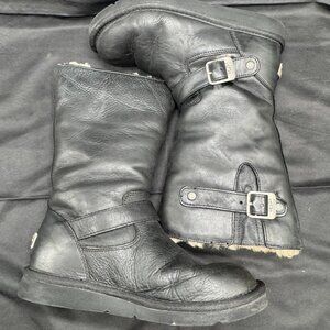 Vintage UGG Kensington Black Biker Boots F3010F Size 8